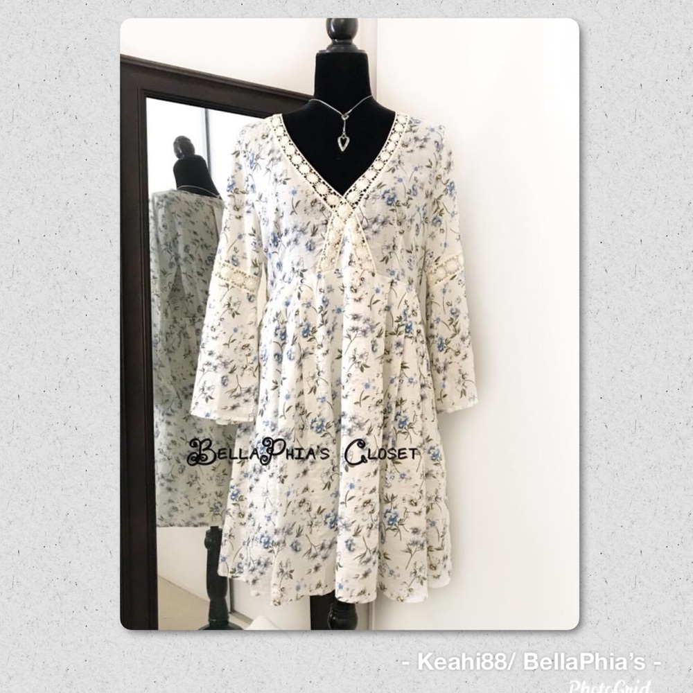 LEILANI - Spring Cream Floral Print Dress